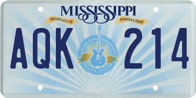 MS license plate AQK214