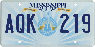 MS license plate AQK219