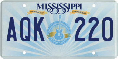 MS license plate AQK220