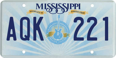 MS license plate AQK221
