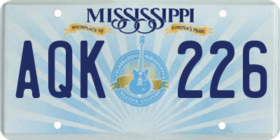 MS license plate AQK226