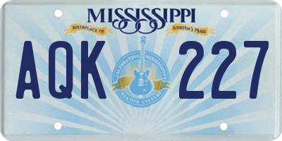 MS license plate AQK227