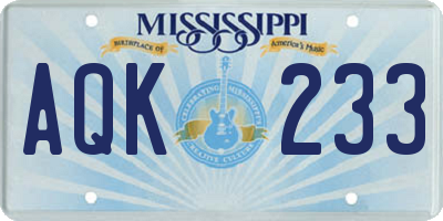 MS license plate AQK233