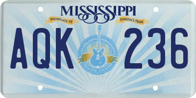 MS license plate AQK236