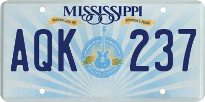 MS license plate AQK237