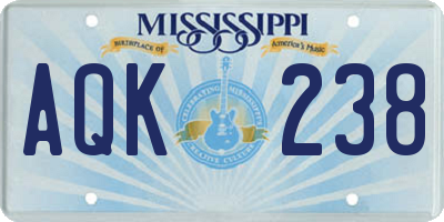 MS license plate AQK238