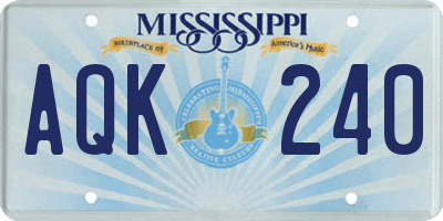MS license plate AQK240