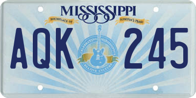 MS license plate AQK245