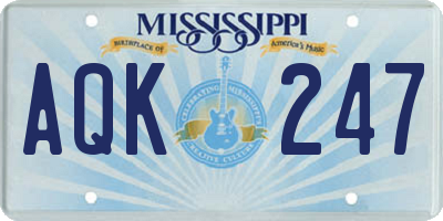 MS license plate AQK247
