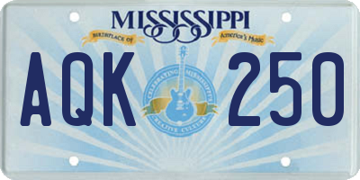 MS license plate AQK250