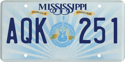 MS license plate AQK251