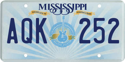 MS license plate AQK252