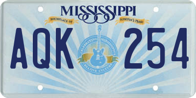 MS license plate AQK254