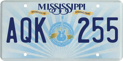 MS license plate AQK255