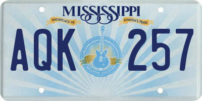 MS license plate AQK257