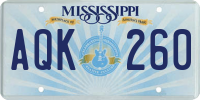 MS license plate AQK260