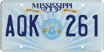 MS license plate AQK261