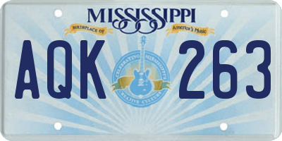 MS license plate AQK263