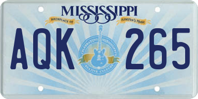 MS license plate AQK265