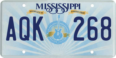 MS license plate AQK268