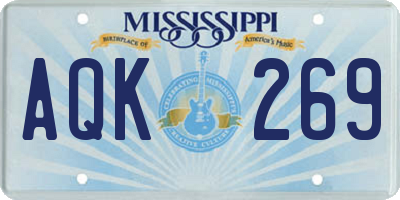 MS license plate AQK269