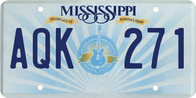 MS license plate AQK271