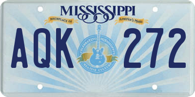 MS license plate AQK272