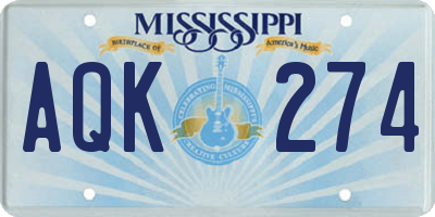 MS license plate AQK274