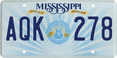 MS license plate AQK278