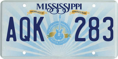 MS license plate AQK283