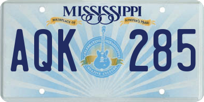 MS license plate AQK285