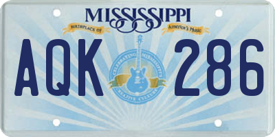 MS license plate AQK286
