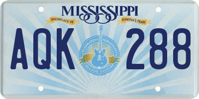 MS license plate AQK288