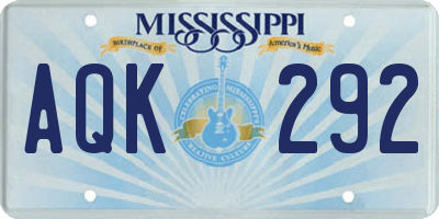 MS license plate AQK292