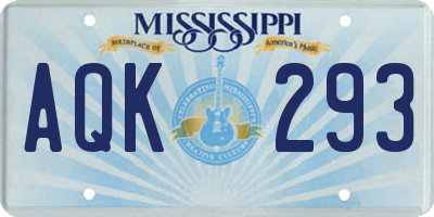 MS license plate AQK293