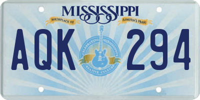 MS license plate AQK294