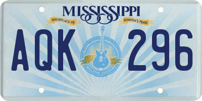 MS license plate AQK296