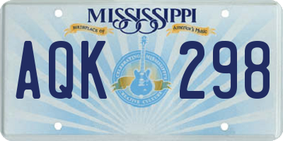 MS license plate AQK298