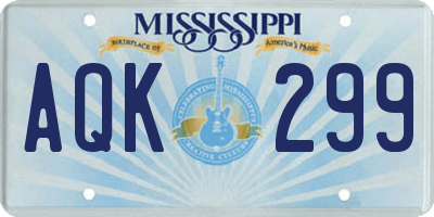 MS license plate AQK299