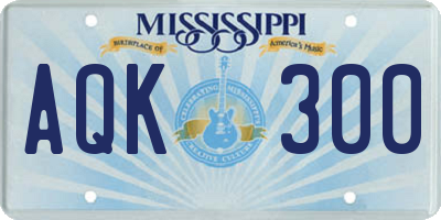MS license plate AQK300