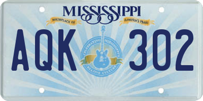 MS license plate AQK302