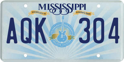 MS license plate AQK304