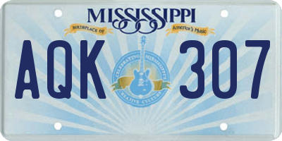 MS license plate AQK307