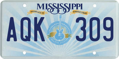 MS license plate AQK309