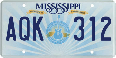 MS license plate AQK312