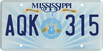 MS license plate AQK315