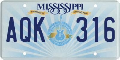 MS license plate AQK316