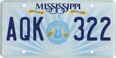 MS license plate AQK322