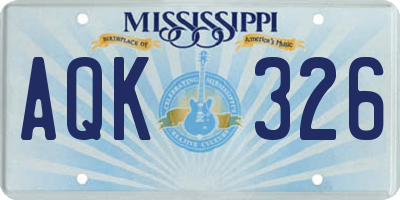 MS license plate AQK326