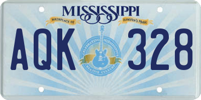 MS license plate AQK328